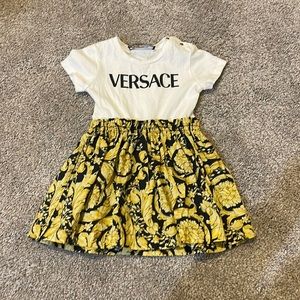 Girl's Baroque Logo-Print Combo Dress, Size 12-18montha